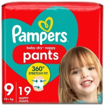Pampers Baby-Dry Nappy Pants Size 9 19 Nappies 19kg+ Essential Pack (19)