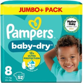 Pampers Baby-Dry Size 8 Jumbo+ Pack Nappies 17+kg