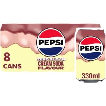 Pepsi Cola Zero Sugar Cream Soda Flavour Cans (8 x 330ml)