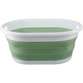 Premier Housewares Collapsible Laundry Basket in Green & White Medium