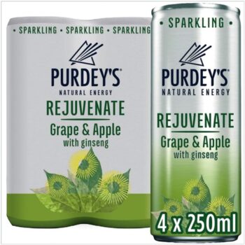 Purdey's Natural Energy Rejuvenate Grape & Apple Drink with Ginseng (4 x 250ml)