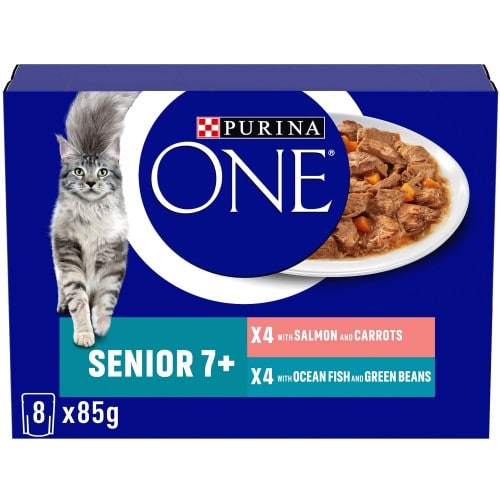Purina ONE Senior 7+ Salmon & Ocean Fish Wet Cat Food (8 x 85g)