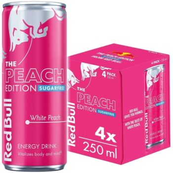 Red Bull Energy Drink Sugar Free Peach Edition White Peach (4 x 250ml)