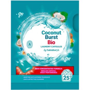 Sainsbury's Coconut Burst Bio Laundry Capsules 25 Washes