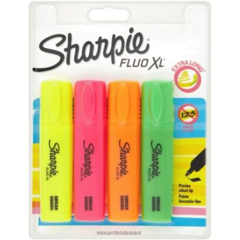 Sharpie Fluo XL Highlighters Chisel Tip Fluorescent 4 Count