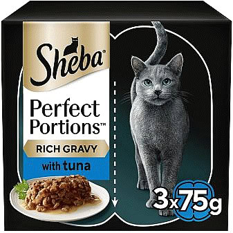 Sheba Perfect Portions Tuna in Rich Gravy Wet Cat Food Trays (3 x 75g)