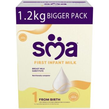 SMA First Infant Baby Milk Powder Formula From Birth (2 x 1.2kg, 600g)
