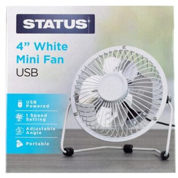Status 4" White Mini USB Fan