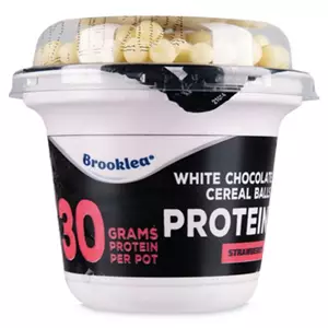 Strawberry Flavoured Protein Yogurt with White Chocolate Balls
