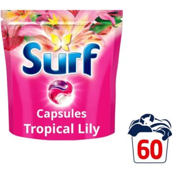 Surf 3 in 1 Laundry Washing Detergent Capsules Tropical Lily 60 washes (60w)