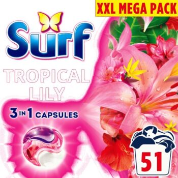 Surf 3 in1 Tropical Lily Washing Capsules 51 Washes