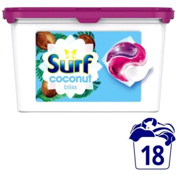 Surf Coconut Bliss 3 in 1 Laundry Washing Capsules 18 Washes
