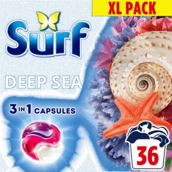 Surf Deep Sea 3 in 1 Laundry Washing Detergent Capsules 36 Washes