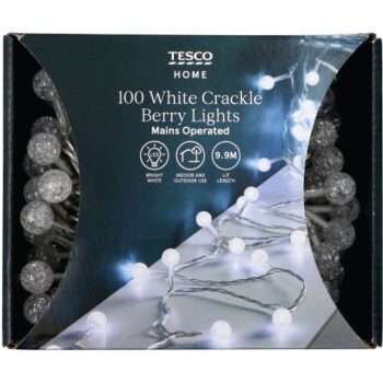 Tesco 100 Bright White Crackle Berry LED Christmas Lights