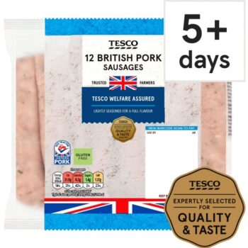 Tesco 12 Pork Sausages (681g)