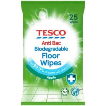 Tesco Antibacterial Biodegradable Floor Wipes Apple (25)