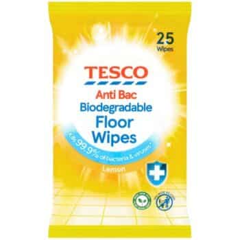 Tesco Antibacterial Biodegradable Floor Wipes Lemon (25)