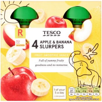 Tesco Apple & Banana Fruit Slurpers (4 x 90g)