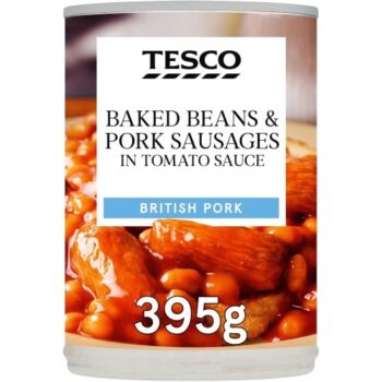 Tesco Baked Beans & Pork Sausages In Tomato Sauce (395g)