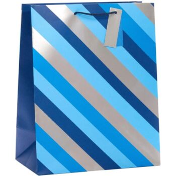Tesco Blue and Silver Striped Large Bag