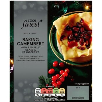 TESCO FINEST BAKING CAMEMBERT with RED FRUIT GLAZE and CRANBERRIES