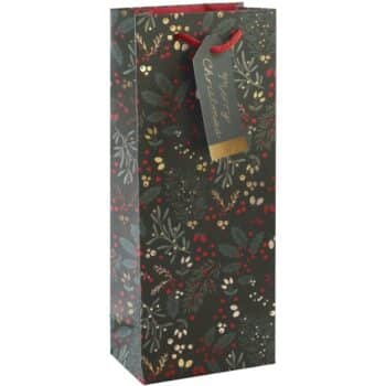 Tesco Green Foliage Christmas Bottle Bag