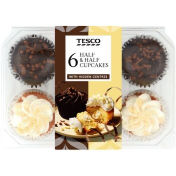 Tesco Half & Half Cupcakes Vanilla and Chocolate (6)