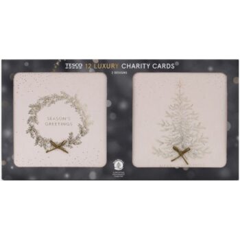 Tesco Luxury Gold Tree & Wreath Christmas Cards