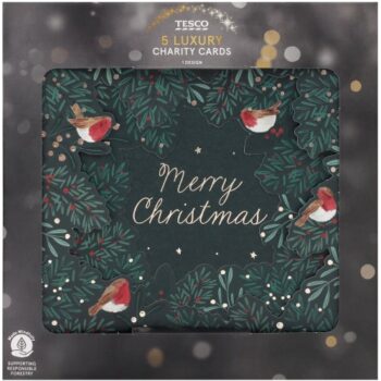 Tesco Luxury Green Foliage Christmas Cards