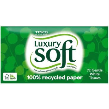 Tesco Luxury Soft 100% Recycled Tissues 72 Sheets