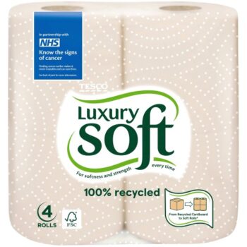 Tesco Luxury Soft 100% Recycled Toilet Tissue 4 Rolls