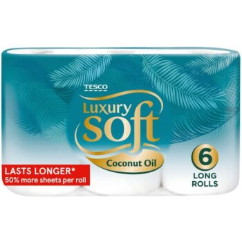 Tesco Luxury Soft Coconut Oil Toilet Tissue 6 Long Rolls