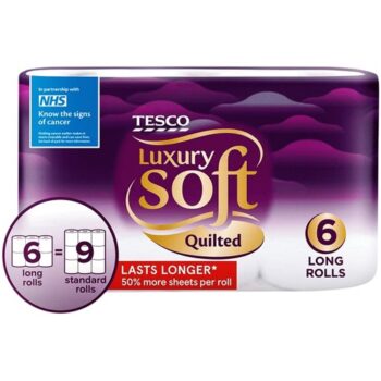 Tesco Luxury Soft Quilted Toilet Tissue 6 Long Rolls