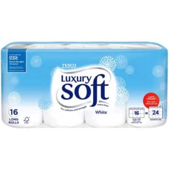Tesco Luxury Soft White Toilet Tissue 16 Long Rolls