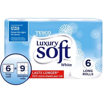 Tesco Luxury Soft White Toilet Tissue 6 Long Rolls