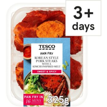 Tesco Pan Fry Korean Style Pork Steaks with a Kimchi Inspired Melt (325g)