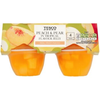 Tesco Peach & Pear in Tropical Flavour Jelly (4 x 120g)