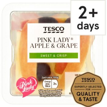 Tesco Pink Lady Apple And Grape Snack Pot (100g)