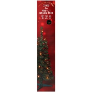 Tesco Pre Lit Green Christmas Tree 3ft