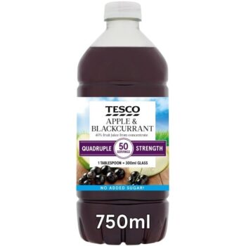Tesco Quadruple Strength Apple & Blackcurrant No Added Sugar (750ml)