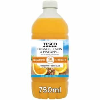 Tesco Quadruple Strength Orange Lemon & Pineapple (750ml)