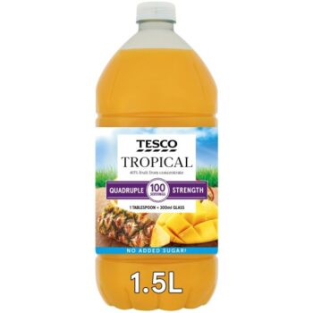 Tesco Quadruple Strength Tropical Squash No Added Sugar (1.5 Litre)