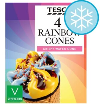Tesco Rainbow Ice Cream Cones (4 x 110ml)