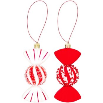 Tesco Red & White Sweet Set Hanging Christmas Decorations