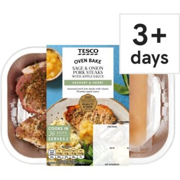 Tesco Sage & Onion Pork Steaks With Apple Sauce (360g)