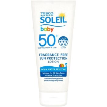 Tesco Soleil Baby Fragrance-Free Sun Protection Lotion SPF50+ 200ml.