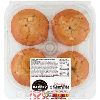 The BAKERY at ASDA The Bakery 4 Strawberry & White Choc Muffins