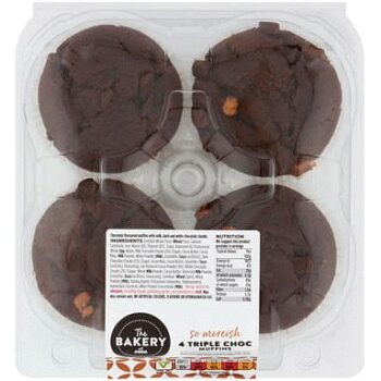 The BAKERY at ASDA The Bakery 4 Triple Choc Muffins