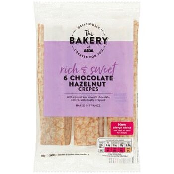 The BAKERY at ASDA The Bakery 6 Chocolate Hazelnut Crepes (6 x 30g, 180g)