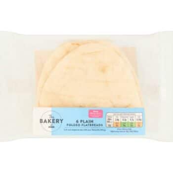 The BAKERY at ASDA The Bakery 6 Plain Folded Flatbreads (210g)